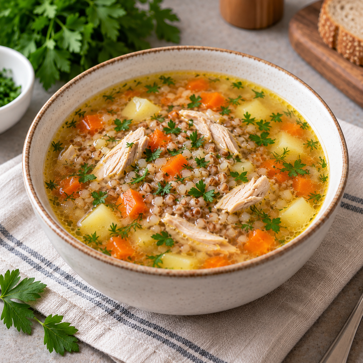 Куриный суп с гречкой